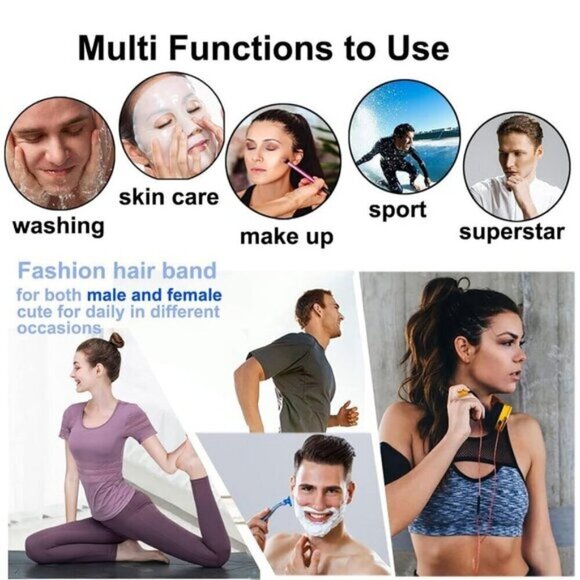 ⚡Men G-New 3pcs Metal Fashion Unisex Wavy Outdoor Sports Simple Elastic Headband main image 6